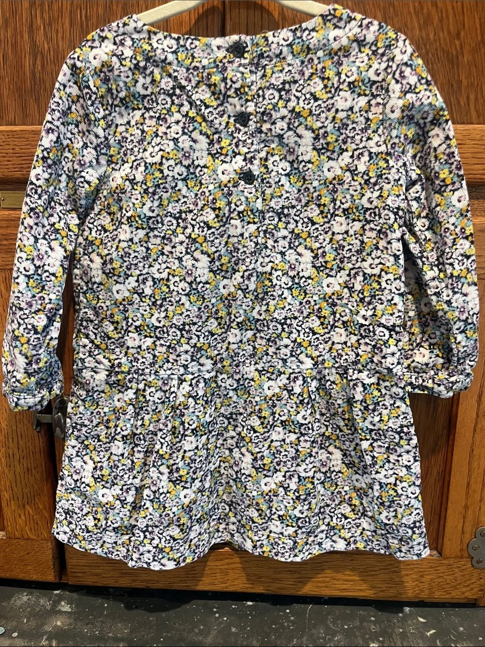 GAP Navy Floral Long-Sleeve Girls' Dress with Yellow & White Accents